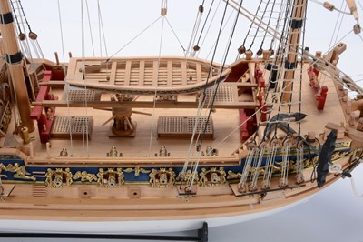 Lot 672 - A well made probably Mantua kit built large scale 1/47 three masted H M Royal Yacht 'Royal Caroline' 1750