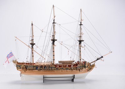 Lot 672 - A well made probably Mantua kit built large scale 1/47 three masted H M Royal Yacht 'Royal Caroline' 1750