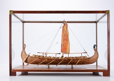 Lot 673 - An excellent large scale  model of Viking Ship 'Skuldiev' by model ship builder Colin Freeman in 2023