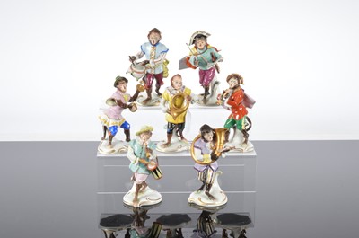 Lot 2 - A set of Dresden porcelain monkey musicians