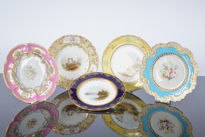 Lot 10 - Five 19th century Coalport porcelain cabinet plates