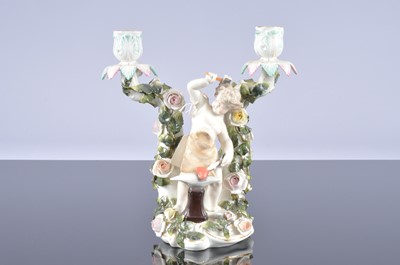 Lot 29 - A late 19th century Sitzendorf porcelain figural candelabra