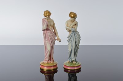 Lot 46 - A pair of Royal Worcester porcelain figures of "Sorrow & Joy" after James Hadley