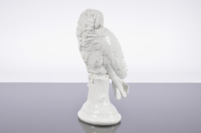 Lot 49 - A modern Rosenthal blanc de chine porcelain model of a parrot