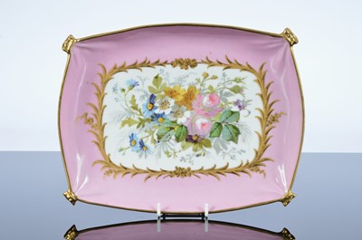 Lot 56 - A pretty French porcelain cabinet coffee cup and saucer set with tray