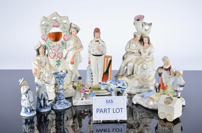 Lot 61 - A collection of Victorian and later Staffordshire figures and other ceramics