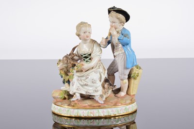 Lot 63 - An early 20th century Meissen Porcelain figural group with children and a goat