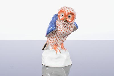 Lot 93 - A Herend porcelain figure of an owl