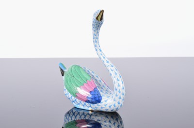 Lot 94 - A Herend porcelain figure of a swan