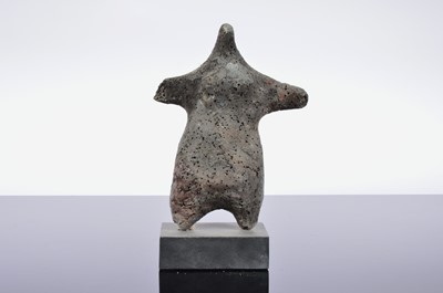 Lot 106 - Peter Hayes (born 1946) raku potter and slate, figural female form