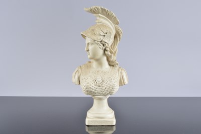 Lot 122 - An early 20th century pottery bust of Minerva