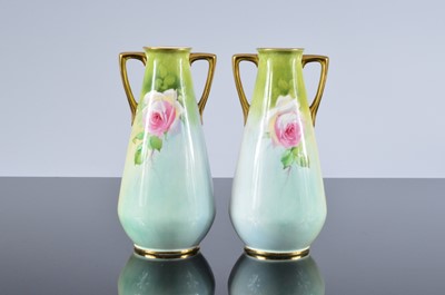 Lot 133 - A pair of Minton porcelain vases painted by James Edwin Dean