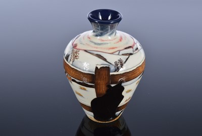 Lot 152 - A Moorcroft Pottery Black Cat & Foxes vases by Anji Davenport