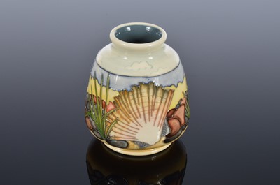 Lot 153 - A Moorcroft Pottery Trial Shell & Shoreline small vase