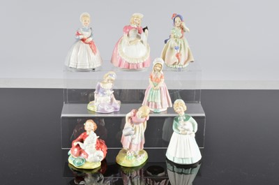 Lot 174 - Eight Royal Doulton Fairy Tale and young lady figures