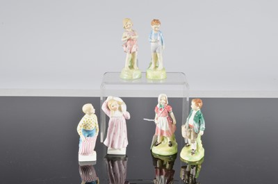 Lot 175 - Three pairs of Royal Doulton children figures