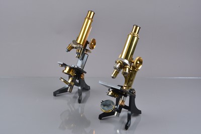 Lot 608 - Early 20th Century Lacquered and Anodised Brass Swift Compound Monocular Microscopes