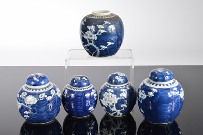 Lot 184 - Five early 20th century Chinese porcelain blue and white ginger jars