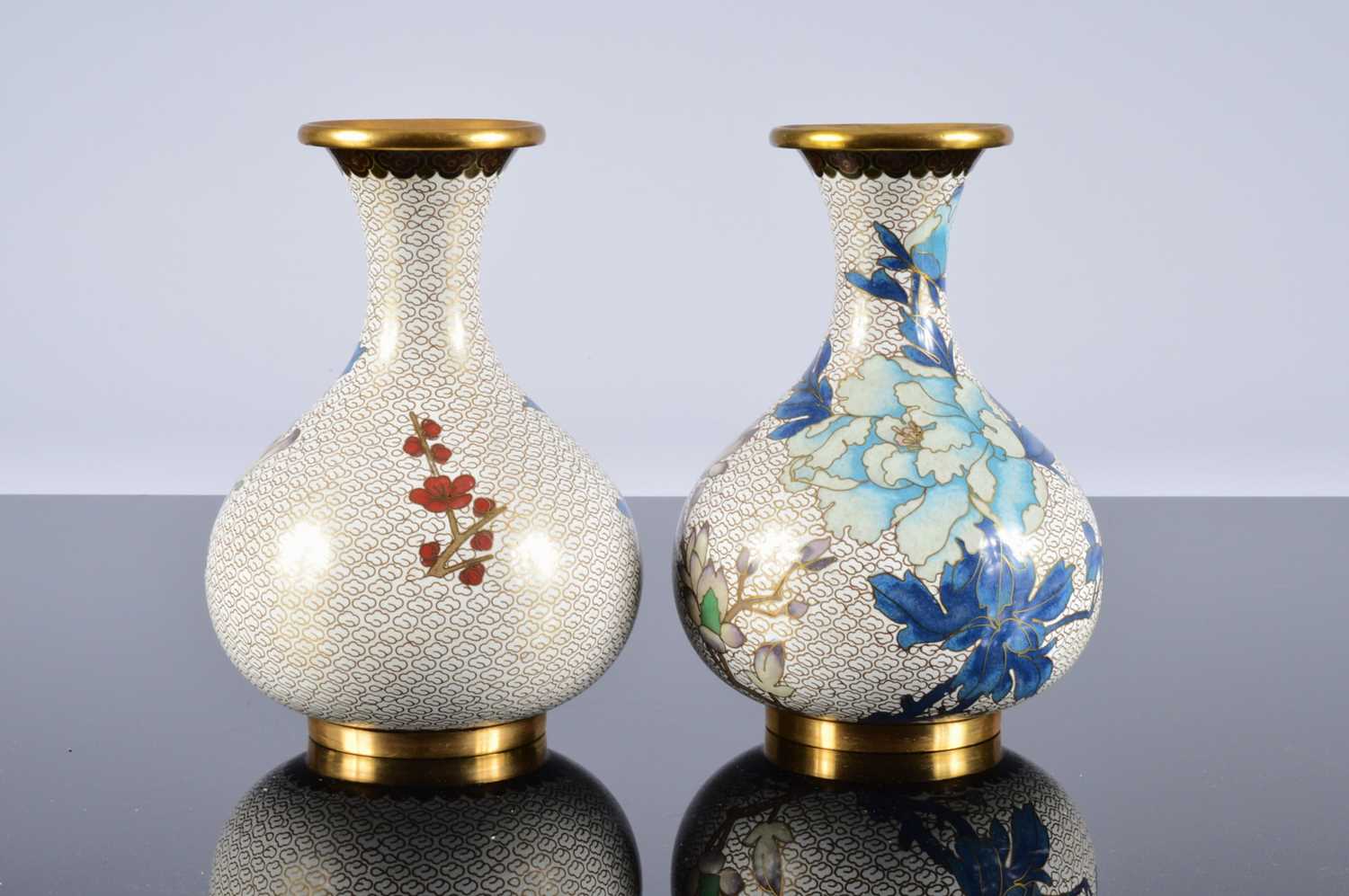 Lot 193 - A pair of second half 20th century Chinese cloisonne vases