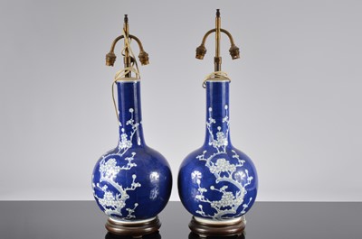 Lot 198 - A pair of large mid 20th century Chinese porcelain lamp bases