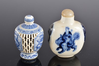 Lot 208 - Thirteen 20th century Chinese blue and white snuff bottles