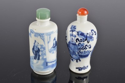 Lot 208 - Thirteen 20th century Chinese blue and white snuff bottles