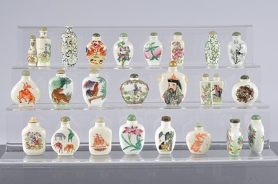 Lot 209 - A collection of 20th century Chinese polychrome snuff bottles