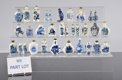 Lot 210 - A collection of 20th century Chinese blue and white snuff bottles