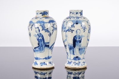 Lot 211 - A pair of Chinese blue and white porcelain vases