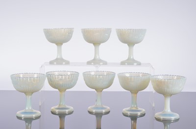 Lot 258 - A set of eight Edwardian opalescent pressed glass dessert coups