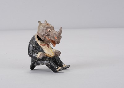 Lot 17 - A late 19th or early 20th century Heyde-type lead seated rhinoceros nodder