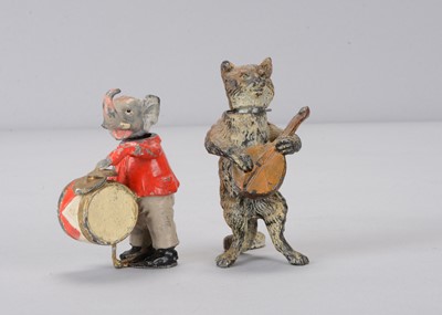 Lot 19 - Two late 19th or early 20th century Heyde-type lead animal musicians nodder