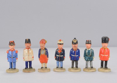 Lot 22 - Seven late 19th century German composition caricatures of military leaders representing various nations