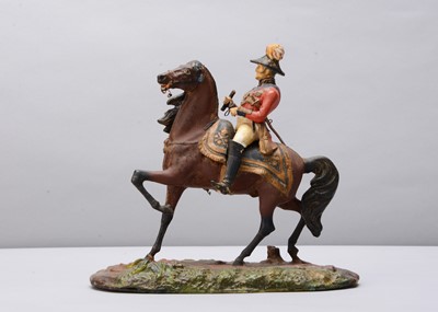 Lot 25 - A mid 19th century Thüringen papier-mâché figure of the Duke of Wellington riding Copenhagen