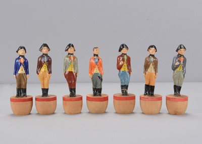 Lot 29 - Seven late 19th century French student revolutionary skittles