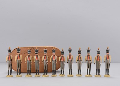 Lot 66 - An 1820s Seiffen/Olberhau region turned wooden set of Hussar soldiers with provenance