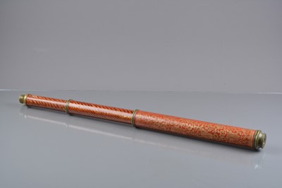 Lot 618 - A 19th Century Japanese decorative pasteboard and brass Naval-Pattern Two-Draw Telescope