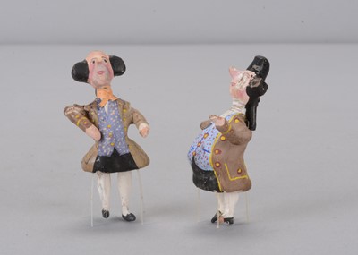 Lot 157 - Two 19th century German 18th century comic gentlemen bristle toys