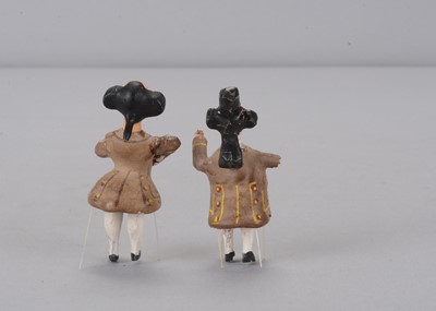 Lot 157 - Two 19th century German 18th century comic gentlemen bristle toys