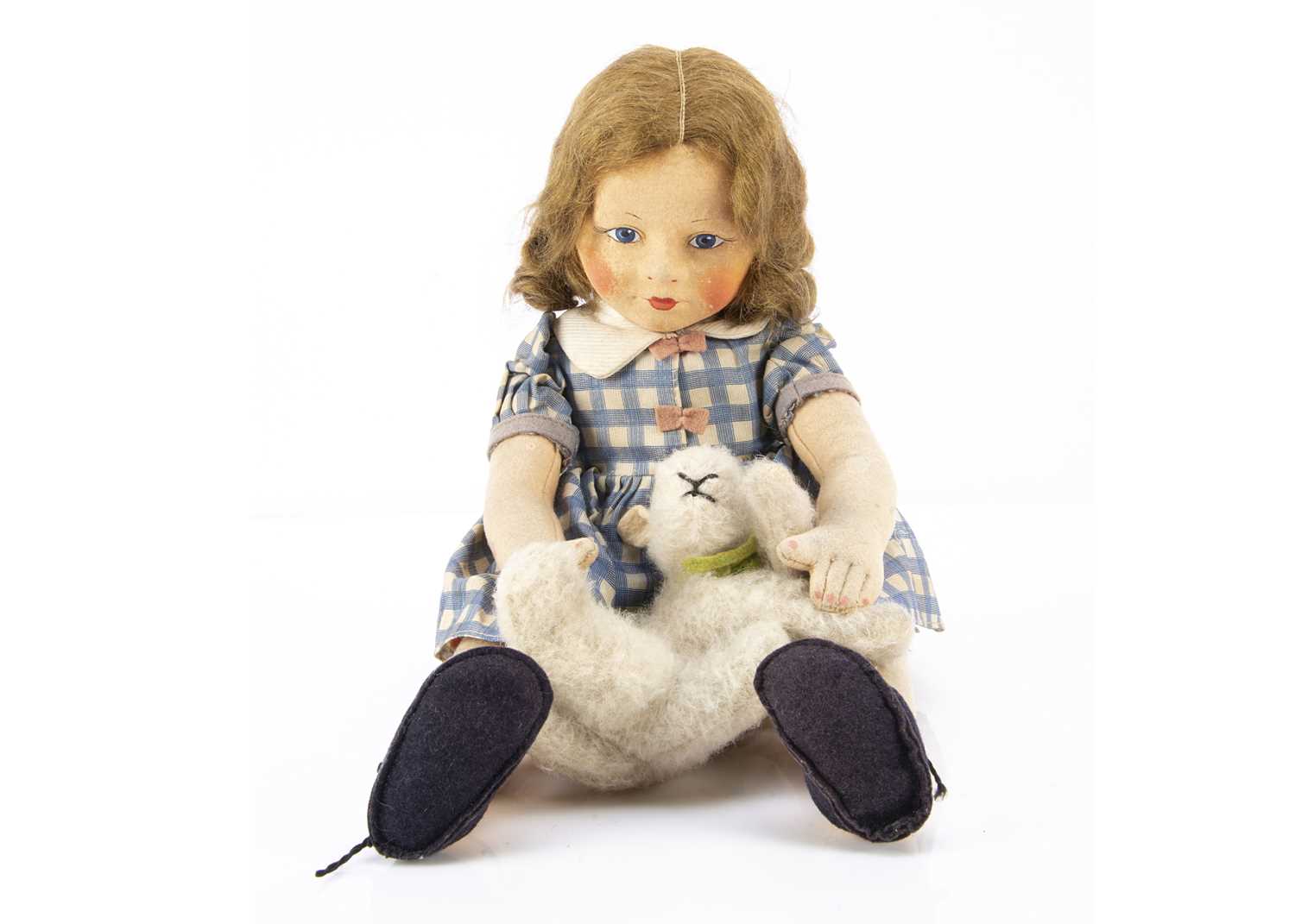 Lot 3 - A Chad Valley musical Mary had a Little Lamb doll 1930s