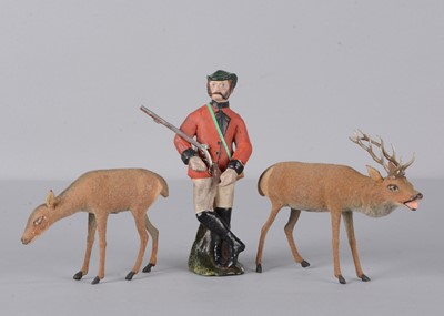 Lot 196 - A late 19th century Sonneberg composition huntsman with deer