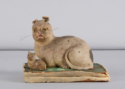 Lot 203 - A mid 19th century Thüringen cat and kitten squeak toy