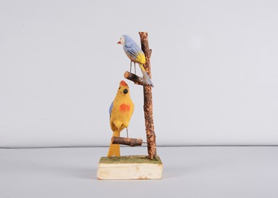 Lot 209 - A mid 19th century Thüringen squeak toy of two perching birds