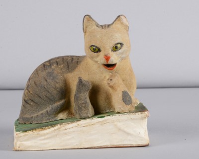 Lot 210 - A mid 19th century Thüringen cat and kittens squeak toy