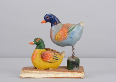 Lot 211 - A mid 19th century Thüringen pair of ducks squeak toy