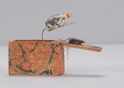 Lot 221 - A mid 19th century Erzgebirge jumping cat and mouse toy