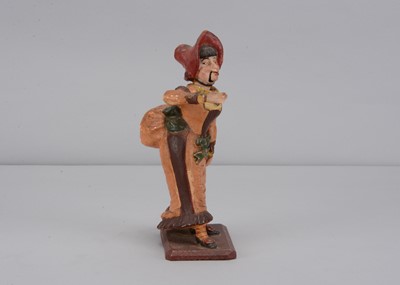 Lot 259 - A mid 19th century Thüringen papier-mâché woman singing figure adopting The Grecian Bend