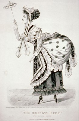 Lot 259 - A mid 19th century Thüringen papier-mâché woman singing figure adopting The Grecian Bend