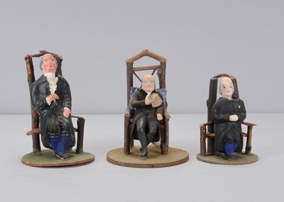 Lot 326 - Three mid to late 19th century Thüringen elder men seated in chairs