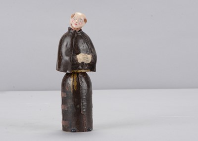 Lot 343 - An early to mid 19th century Oberammergau wooden figure of a monk with hidden chapel in robes